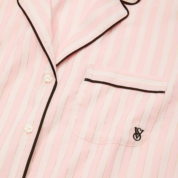 Victoria's Secret Pink and White Striped Pajama Set with Silver - Picture 5 of 12